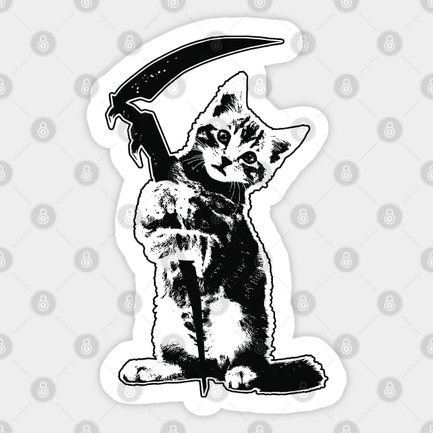 Super Cute Grim Reapurr Kitty, Death Cat, Funny Reaper Sticker by RuftupDesigns